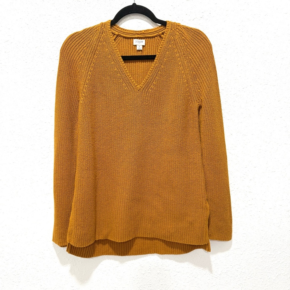 J. Crew V-Neck cotton tunic Sweater in Warm Mustard S